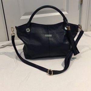 Onna Ehrlich navy leather tote